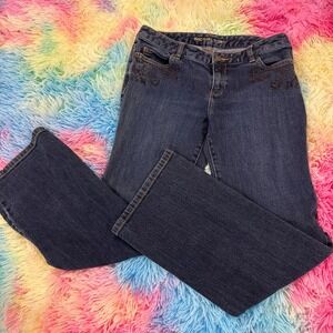 Michael Kors Womens Beaded Scrollwork Bootcut Jeans Dark Wash Petite 6P Stretch